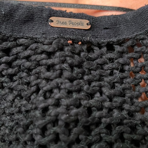 🆕 Free People Loose Knit All-Season Crop Sweater | Small/Medium | Black - Picture 3 of 7